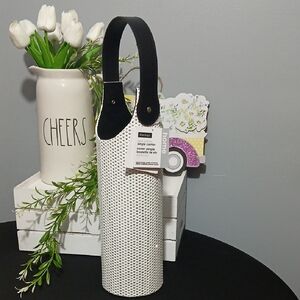 Harman Black and White Faux Leather Wine Carrier NWT